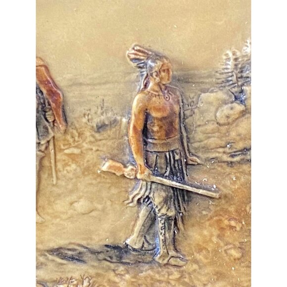 Antique IVOREX 1913 "The March Of Myles Standish" Wall Plaque With Hanger - Picture 3 of 15